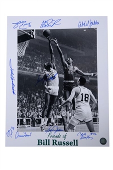 Nine Legends Signed 16x20 Photo Including Russell, Erving, Magic, Abdul-Jabbar and More.
